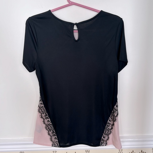 Worthington 2 Piece Short Sleeve Blouse M Light Pink & Lace Pleated Skirt Pink 8 - Picture 5 of 13